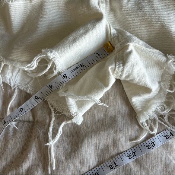 Blue B Distressed Cut off Grunge, Coastal Cowgirl 100% Cotton White Denim Shorts - Picture 8 of 10